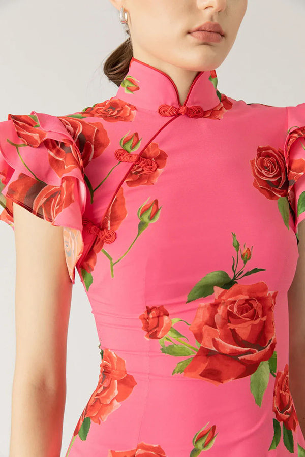 Meilin Rose Cheongsam Maxi Dress