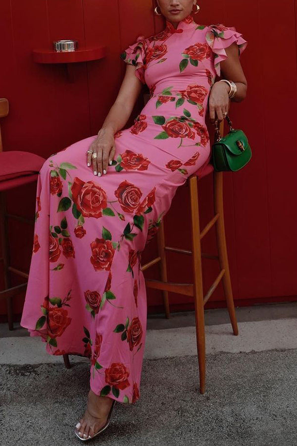 Meilin Rose Cheongsam Maxi Dress