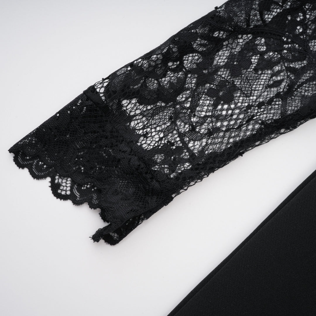 Valenora Lace Panel Maxi Dress – Black