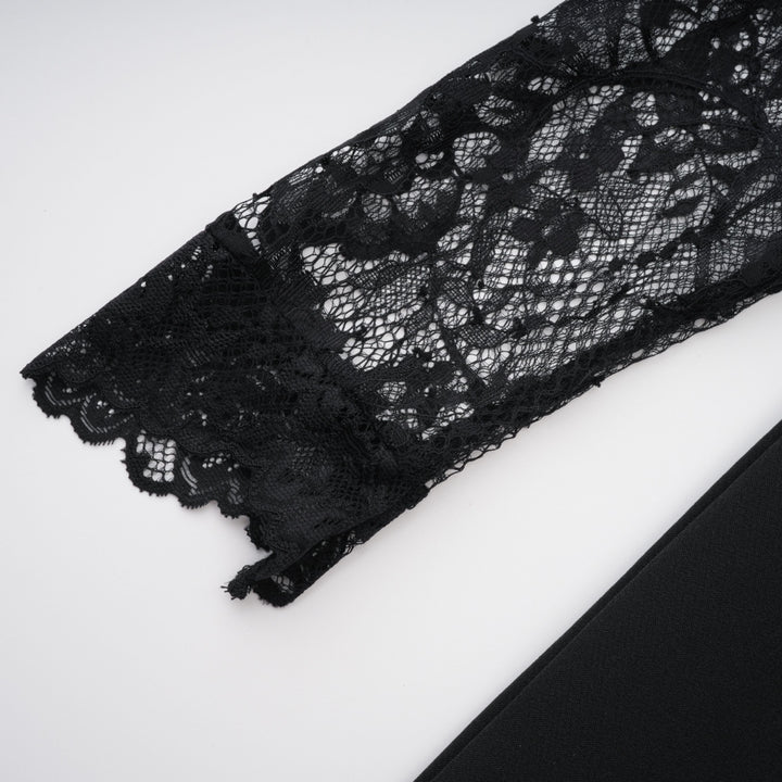 Valenora Lace Panel Maxi Dress – Black