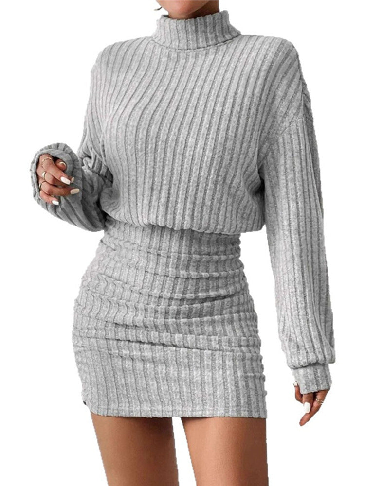 Nora Ribbed High-Neck Knit Dress