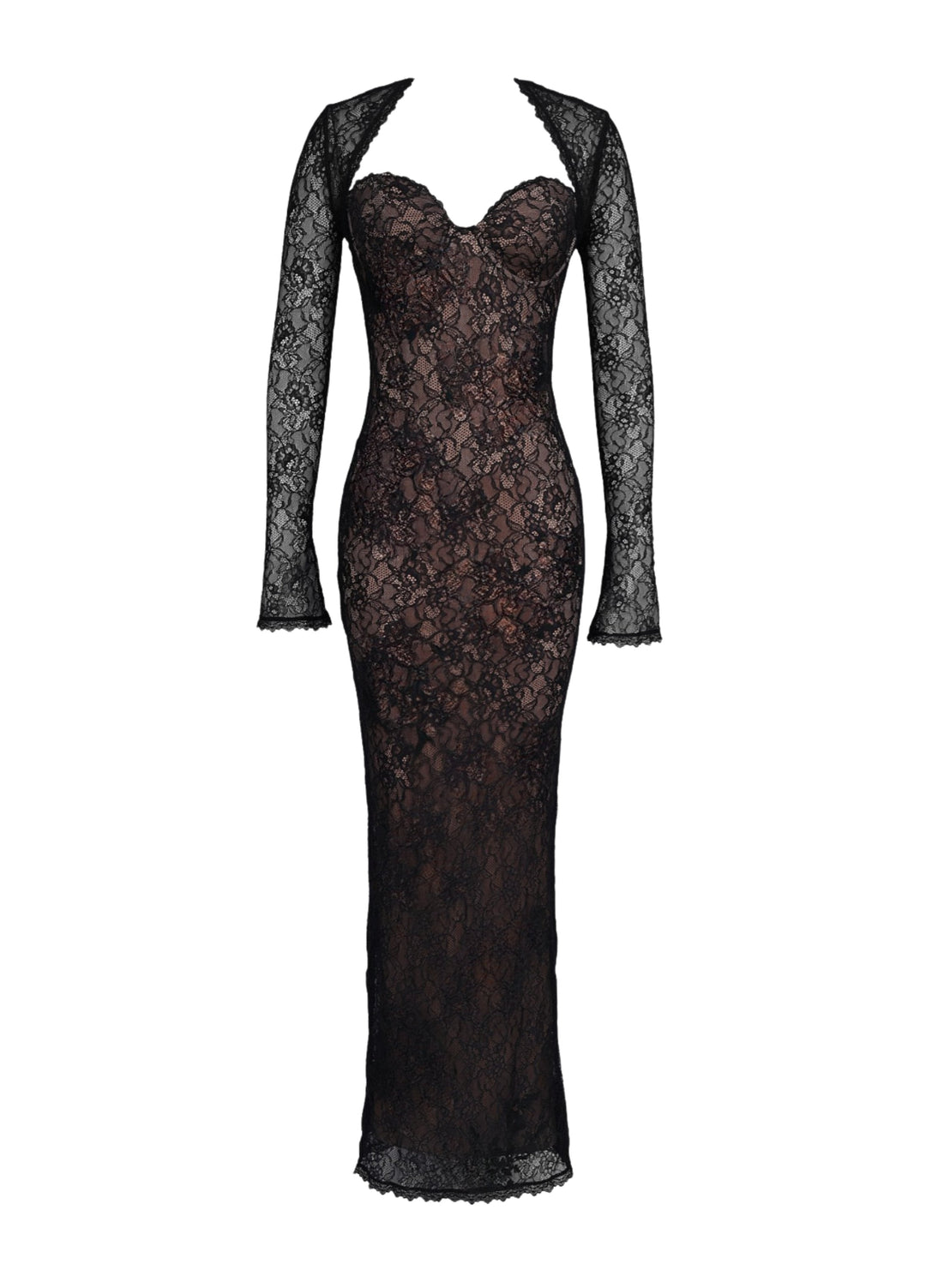 Selene Noir Lace Maxi Dress