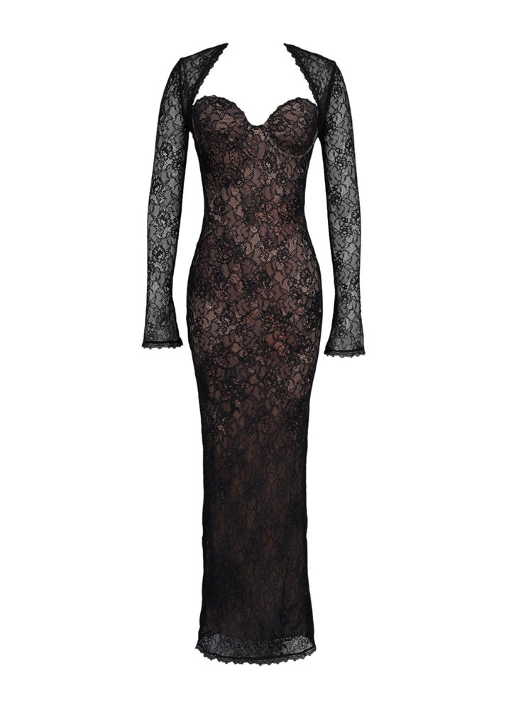 Selene Noir Lace Maxi Dress