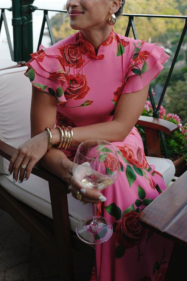 Meilin Rose Cheongsam Maxi Dress