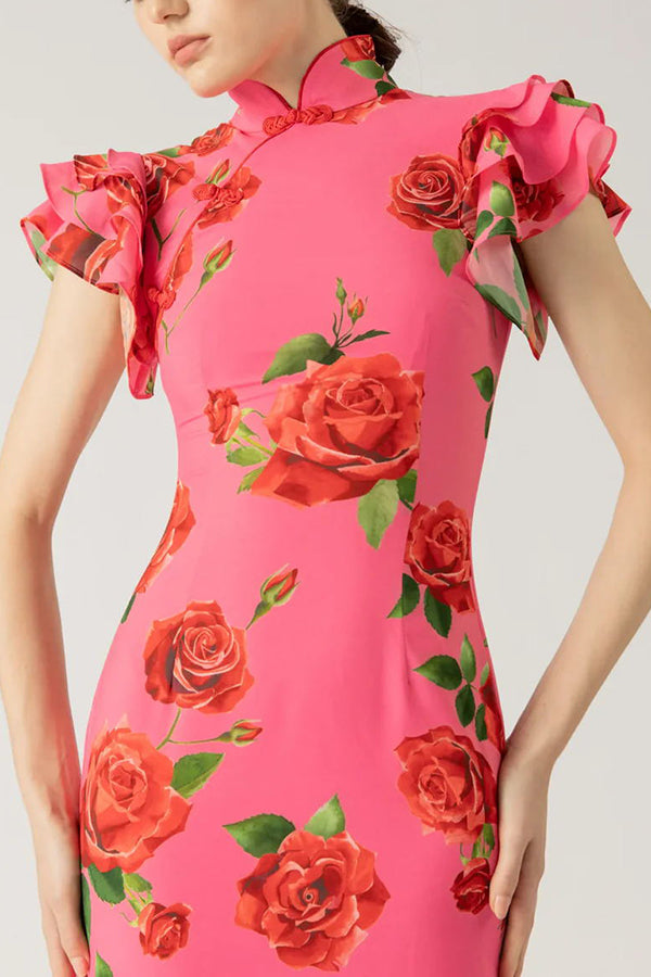 Meilin Rose Cheongsam Maxi Dress