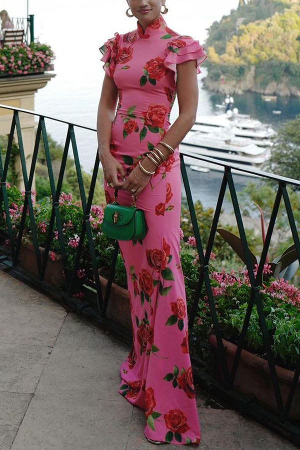 Meilin Rose Cheongsam Maxi Dress
